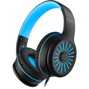 ELECDER i45 Headphones Wired, On-Ear Kids Headphones with 1.5M No-Tangle Cord, Foldable Portable Stereo 3.5mm Headset for School Kids Teens, Smartphones Tablet Computer Laptop, Airplane Travel, Black