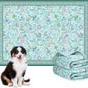 Washable Pee Pads for Dogs, 2 Pack Super Absorbent Reusable Puppy Pads with Colorful Flowers Patterns for Potty Training, Floor, Couch, Bed, and Crate,24"x 36" (Green)