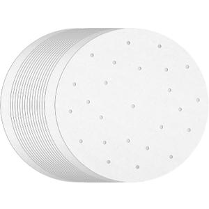 100 Pack Juvale Round Air Fryer Liners with Holes for Air Fryer Basket, Dumpling Paper, 10 Inch Perforated Liner Sheets Compatible with Bamboo Steamer for Baking (White)