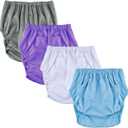 4 Pcs Adult Diaper Cover, Incontinence Leakproof Plastic Diapers, Reusable Diaper Cover, Pull on Cover Pant Washable (X-Large)