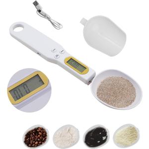 Electronic Weighing Spoon, 0.1-500g White Digital Food Measuring Scoop Spoon Scale High Precision Gram Measuring Spoons for Powder Tea Ingredients Food Coffee Spice