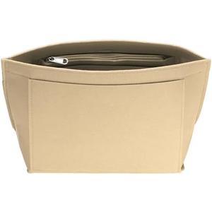 uxcell Purse Organizer Insert, Medium Felt Handbag Organizer Bag Storage & Finishing Inner Bag Liner with Zipper for Chic Backpack Tote Shoulder Bags, Beige