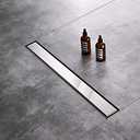 Linear Shower Floor Drain, 24 Inch Brushed Nickel 304 Stainless Steel Bathroom Drains Kit, Rectangular Shower Trench Drain with Reversable Tile-in Pattern Drain Cover & Hair Catcher (Brushed Stainless)