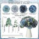 Suncalla 98 Pcs Artificial Flowers Bouquet Assorted Faux Flowers Heads with Stem Eucalyptus Leaves Silk Floral Table Centerpiece for DIY Wedding Party Wreath Home Decor(Dusty Blue)