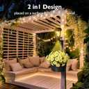 2Pcs 7.9 Inch Solar Lights Planter Dual-Sided 3000K Warm White Lighting, 2 in1 (Wall/Stand) Flower Pots, Auto on/Off IP65 Solar Post Light with Planter Waterproof for Yard, Patio, Porch, Pathway Decor