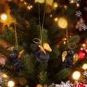 Soulchen 3 Pcs Cat Loss Sympathy Memorial Gifts, 2 Inch Mini Black Cat Angel Hanging Ornaments Christmas Pet Sympathy Memorial Gifts for Loss of Pet