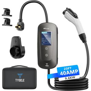 TLE LEVEL Level 2 EV Charger  Portable 40 Amp 9.6kW EV Charger, NEMA 1450 Plug Electric Vehicle Charging Stations for J1772 Electric Cars, 25' Cable Smart 240V EV Chargers for Home