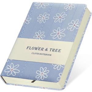 Ipoul B6 Notebook, Flower Fabric Journal, Writing Notebook for Women, 5x7 Lined Notebook & Sketchbook, Lay Flat Hardcover Notebook, Small Sketchbook, Daisy Gifts for Girl, Blue