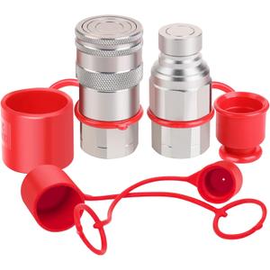 1/2 NPT Skid Steer Hydraulic Couplers, Bobcat Flat Face Quick Connect Fittings with 2PCS Dust Covers