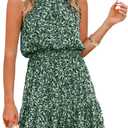 Summer Dress for Women Chiffon Blouses Skirt Spaghetti Sleeveless Tops Halter Ruffle Romper Sun Flowy Summer Outfits, X