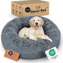 Donut Dog Bed - Premium Comfort for Anxiety Relief - Fluffy & Calming Design with Ultra-Plush Support | Cozy Round Dog Bed with Super Soft Circle Style (Size S Dark Grey)