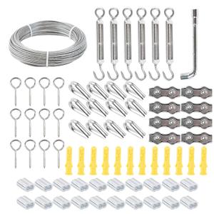 Stainless Steel Wire Rope, 1/13 ft (Approx. 0.2 cm) x 98 ft (Approx. 30 m), 72 Piece Set, for Outdoor, Garden Fence, Railing (98ft 72pcs)