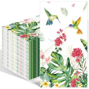 100PCS Spring Summer Hummingbird Paper Napkins 3 Ply Geranium Flower Bird Disposable Hand Towels for Bathroom,Monstera Guest Napkins Decorative Dinner Hand Napkin for Summer Party Weddings Birthdays