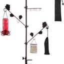 Urban Deco Deck Pole Porch Multi-Hook Bird Feeder Hooks for Deck Kit with Feeder Polyester and with 2 Adjustable Branches and Plastic Water Bowl