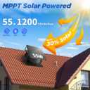 55W Solar Attic Fan with Thermostat, 12" 1200CFM Hybrid Solar Roof Vent Fan, Brushless Waterproof Solar Powered Attic Exhaust Fan Auto On/Off for Roof, Attic, Garage, Shed, Greenhouse, 22"D x 22"W x 10"H