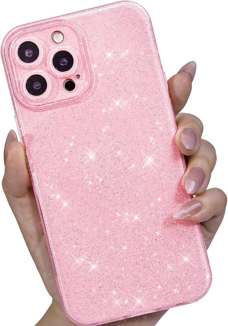 for iPhone 11 Pro Max Case Glitter, Sparkly Thin Slim Soft Silicone Bling Sparkle Phone Case for Women Girls, Girly Cute Glittery Shiny Jelly Bright Rubber Gel Hard Plastic Cover, Light Pink