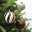 Christmas Ball Ornaments Set Assorted Shatterproof Ornaments 63 PCS Shaped Styles Xmas Tree Holiday Decorative,Brown