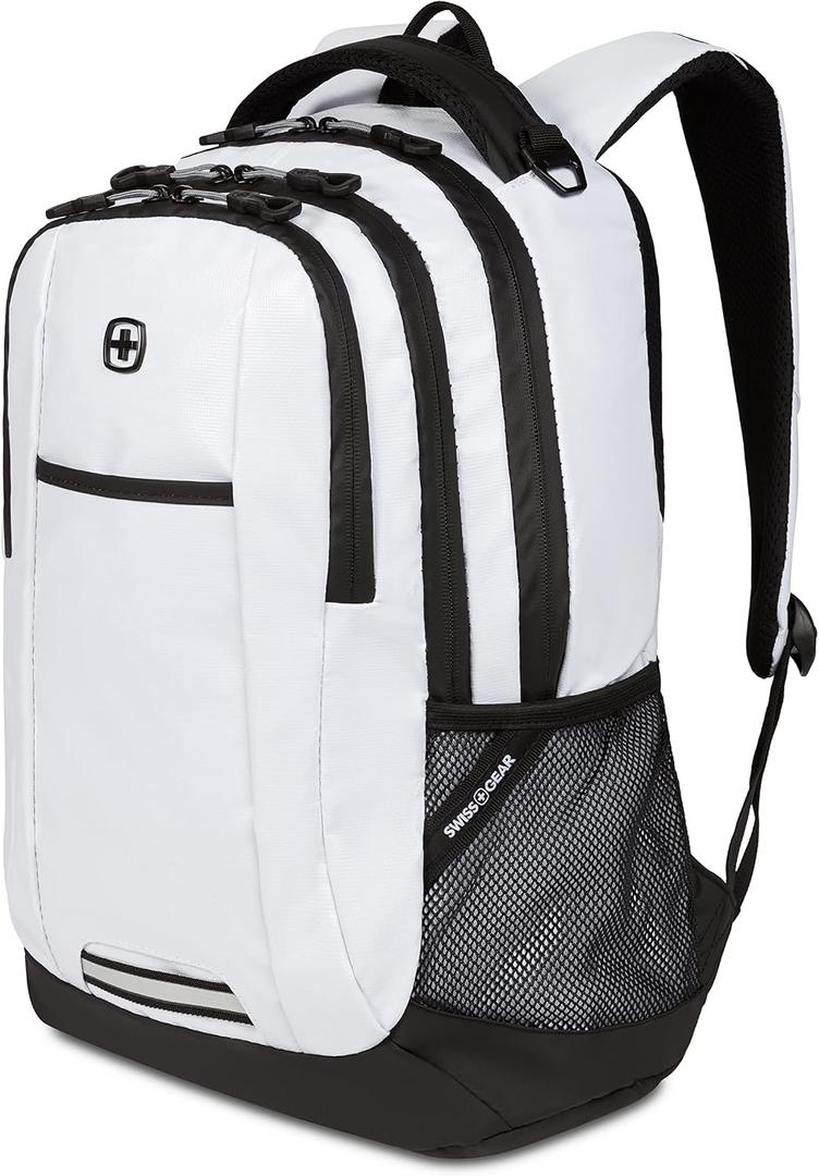 SWISSGEAR Cecil 18-Inch Laptop Backpack Fits 16-Inch Laptop, Travel Daypack with Organizer Pockets, Water Bottle Holders & Padded Straps White