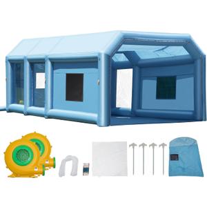 VEVOR Inflatable Paint Booth, 23 x 13.1 x 9 ft Portable Paint Booth, Featuring 750W+480W High-Power Blowers and Air Filtration System, Inflatable Spray Booth for Small Trucks and Large Motorcycle