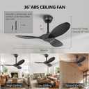 KBZZ 36 Inch Black Ceiling Fan without Light,6 Speeds,Reversible Silent DC motor,3 ABS Blades,Modern Ceiling Fan No Light,Ceiling Fan with Remote for Indoor Outdoor Farmhouse Bedroom Patio Kids Room