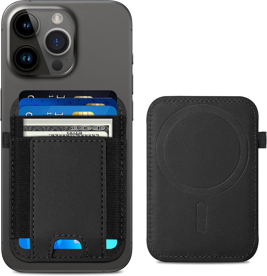 ExtreLife For Magsafe Wallet, Strongest Magnetic Wallet for iPhone 17/16/15/14/13/12 Series, for Magsafe Card Holder with 2 Card Slots, RFID Blocking, Vegan Leather, Hold 7 Cards, Slim, Black