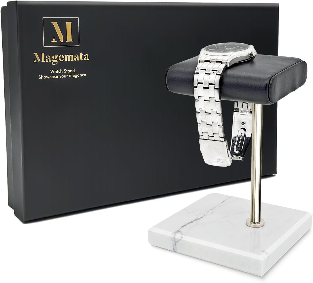 Watch Stand for Men Women Single, Watch Display Stand Holder, Single Watch Holder Watch Stand, Jewelry Stand, Black Marble Watch Stand Display for Watches, Bracelets, Watch Accessory (White)