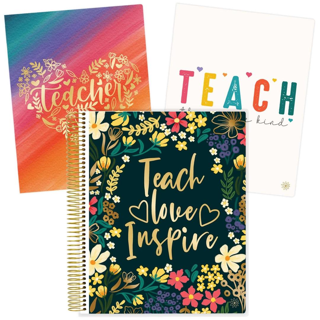 bloom daily planners New Undated Academic Year Teacher Planner & Calendar - 7 Period Lesson Plan Organizer Book with New Frosted Cover (9" x 11") - Learn with Joy
