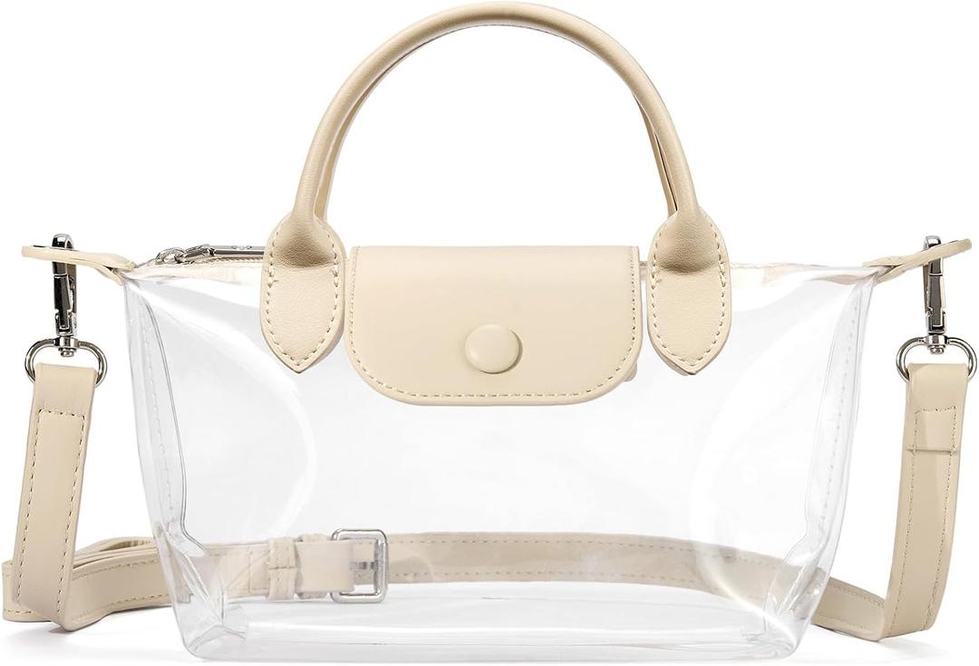 BOSTANTEN Clear Bag for Stadium Approved Small Crossbody Purse Handbags for Concerts Sports Events (A01-nude)