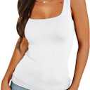 XIEERDUO Womens Square Neck Fitted Tank Tops Double Layer Seamless Slim Fit Shirts 2025 Basic Spring Summer, Size M