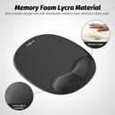 Ergonomic Mouse Pad with Skin-Friendly Lycra Memory Foam Wrist Rest, Easy-to-Clean Smooth PP Surface, and Non-Slip PU Base – Ideal for Vertical, Ergonomic, and Office Mice (Jet Black)