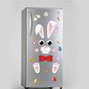 7 x 40 PCS Happy Easter Door Stickers Decor - Bunny, Easter, Flowers - Pink, Cartoon Style - Waterproof - Indoor Use - Door, Window, Refrigerator Decor