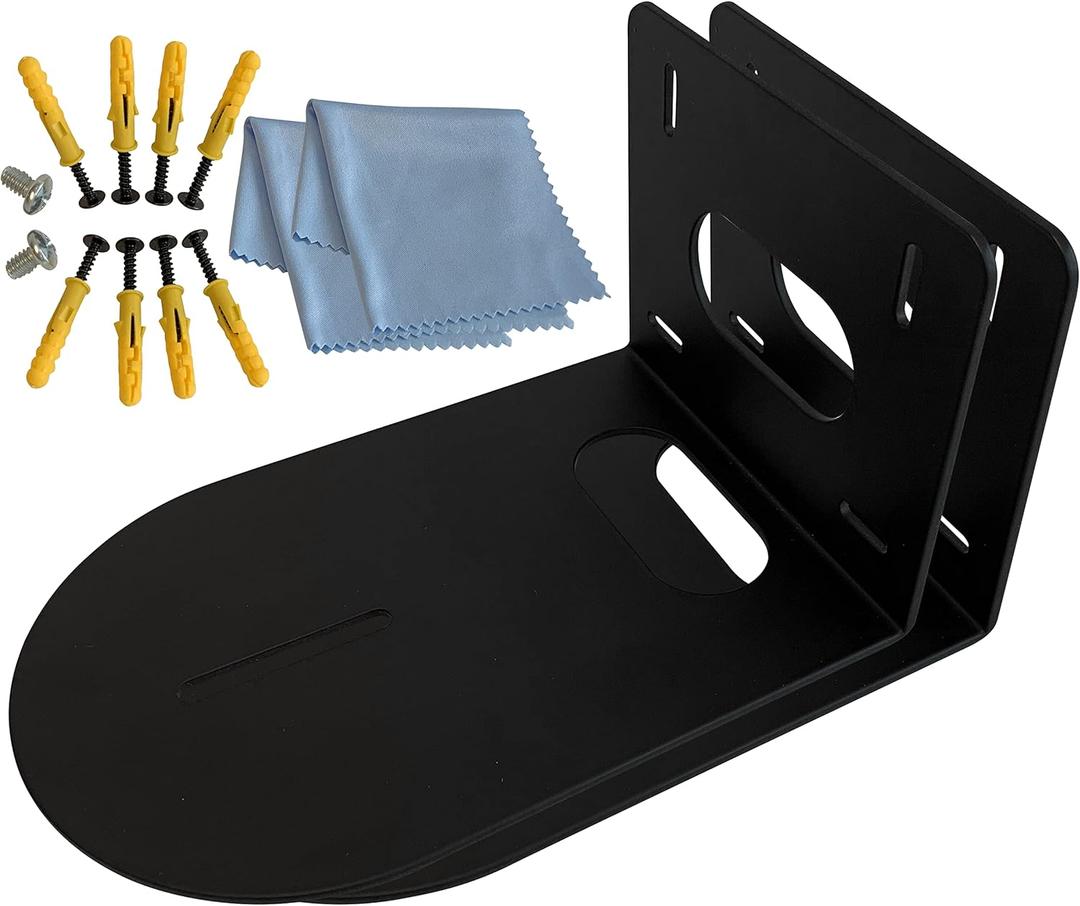 2 Pack PTZ Camera Wall Mount Bracket Black Sturdy Durable Universal Support Compatible with Most Centre Mount Cameras Complete with Microfibre Cleaning Cloth and Installation Hardware
