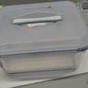 200oz/6000ml/26cup Extra Large Glass Storage Containers with Airtight Lid - Borosilicate Large Glass Food Storage for Rotisserie Chicken, Turkey - XL Big Glass Soup Bowls Freezer to Oven Safe (Light blue handle)