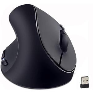 SUNGI Left-Handed Mouse,2.4GHz Ergonomic Vertical DPI 800/1200/1600 Wireless Mouse with USB Receiver for Left Hand,Black