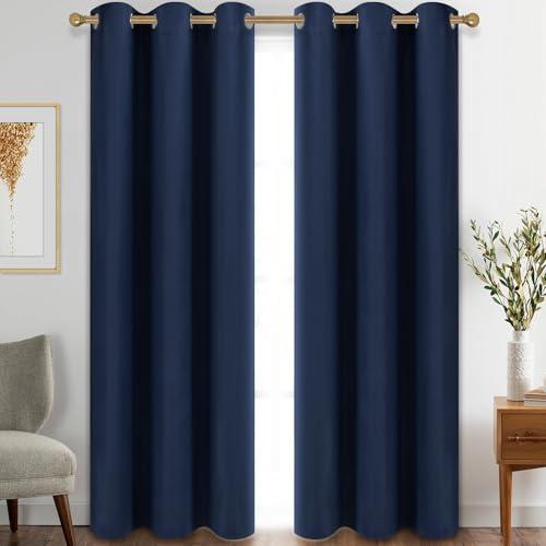Diraysid Blackout Curtains for Bedroom Grommet Thermal Insulated Room Darkening Curtains (42 x 84 Inch, 2 Panels, Navy Blue)