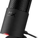 HyperX SoloCast 2  Gaming USB Condenser Mic for PC, USB-C to USB-A, Built-in Pop Filter, Internal Shock Mount, Plug and Play, 24-bit / 96kHz, Compact Tiltable Stand  Black