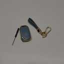 Lucrum for Kia Key Fob Cover and Leather Keychain - TPU Key Case for Kia Sportage, Soul, Forte, Telluride, EV6, Niro, K5, Stinger - 2018-2023 Keyfob Cover - Blue and Gold