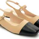C.Paravano Women's Square Toe Slingback Block Heel Sandals, Size 38.5