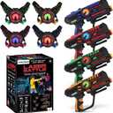 ArmoGear Set of 4 Laser Tag Guns with Vests - Laser Tag Set for Kids and Adults - Toy Guns with 150 ft Range, Night Vision, Invisibility Mode - Battery Operated - Multiplayer Outdoor Game for Ages 8+