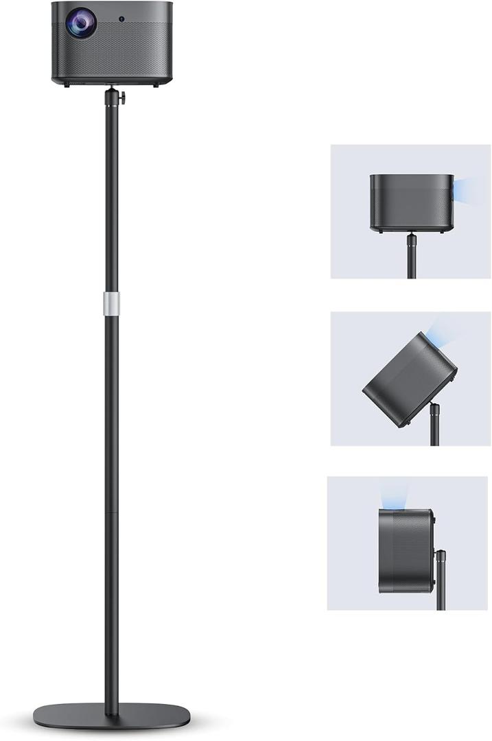 Projector Stand: Floor Mount with Adjustable Height 20''-50'', Universal Compatible with Projector, Camera, Webcam for Home & Office & Outdoor