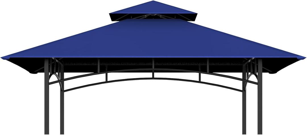 Grill Gazebo Replacement Top, 5 * 8 Outdoor BBQ Top Cover, Double Layer BBQ Gazebo Top Canopy for Model #L-GG001PST-F (Blue)