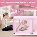 Fshibila 74" 50" Large Baby Playpen, Baby Playard for Babies and Toddlers, Play Pens for Indoor & Outdoor, Sturdy Safety Play Yard with Soft Breathable Mesh, Anti-Fall, Pink