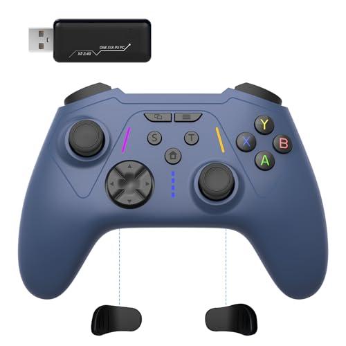 BETMI Wireless Controller for Xbox One, Xbox Series X/S, PC, Hall Effect Joysticks & Trigger, Turbo, Macro, Remapping, Dual Vibration Function, 2.4GHz Gamepad(Blue, no 3.5mm Jack)