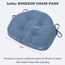 baibu Kitchen Chair Cushions Set of 2, Dual-Layer Patented Design Memory Foam Windsor Seat Pads, Dining Chair Cushions with Ties & Washable Cover, 17x 15.5 x 3.5in, 2 Pack, Blue