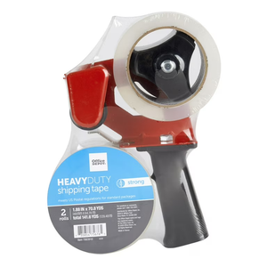 Office Depot® Brand Heavy Duty Shipping Packing Tape With Tape Gun, 1.89" x 70.8 Yd, Crystal Clear, Pack Of 2 Rolls