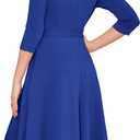 RUMIA Women's Cocktail Dresses 3/4 Sleeve Formal Vintage Wedding Guest Dress (XS-3XL) (Blue, M)