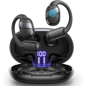 Open Ear Headphones Earbuds Wireless, 5.4 Bluetooth Ear Buds with Digital Display, Ultra-Comfort, Clear Calls, Powerful Sound, 50H Playtime, IPX4 Waterproof Sports Earphones for Running & Workouts
