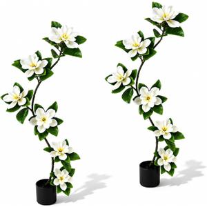 Solacevue 4.6 FT Magnolia Tree Artificial with 6 White Flowers, 2 Pack
