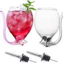 INFTYLE Vampire Wine Glass Set of 2 Cocktail Glass 12oz with Drinking Tube Straw Creative Glass Decanter Cups Mugs for Wine Champagne Juice Home Bar Party Club Glassware Barware Tool (Clear)