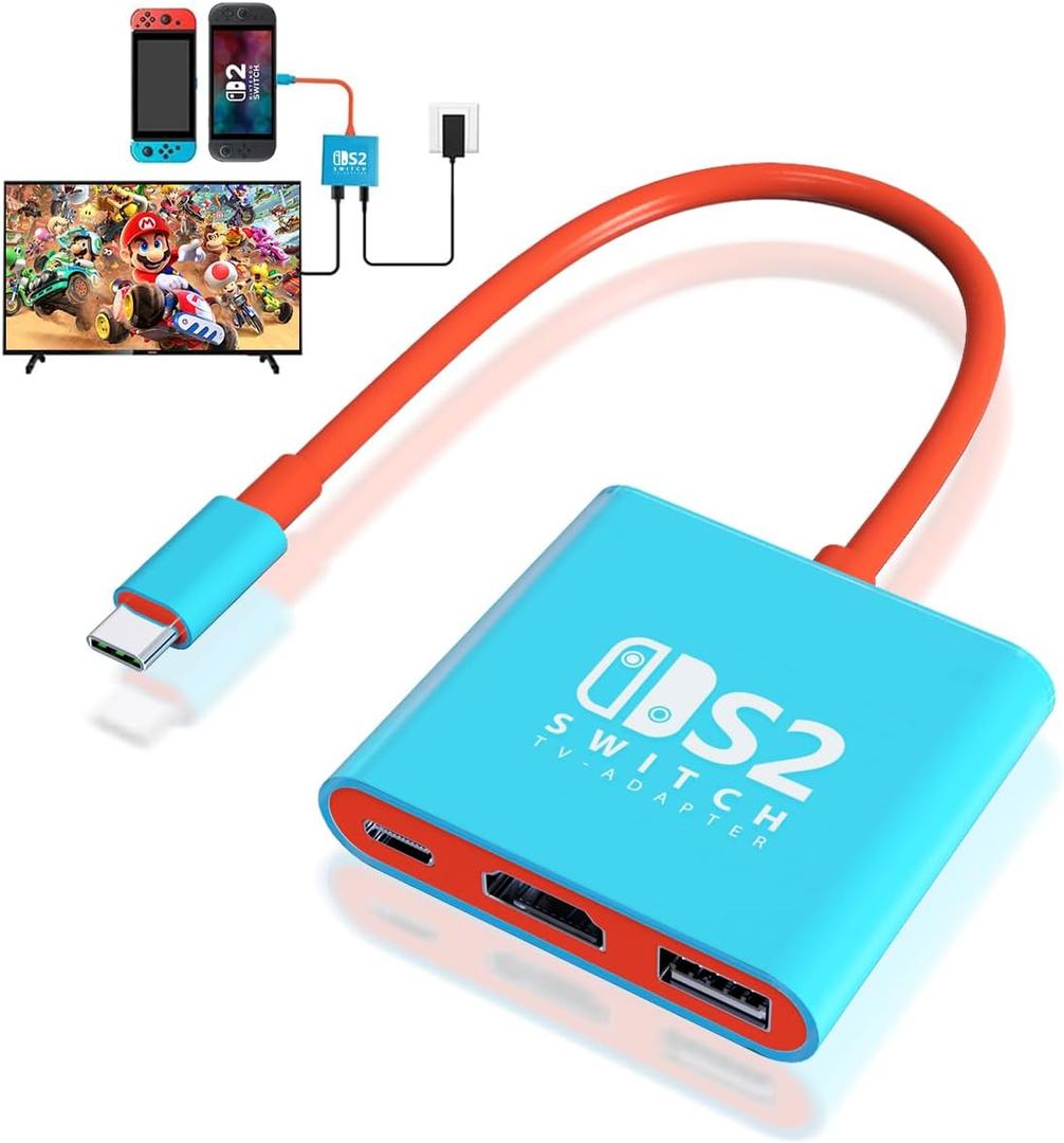 pdobq Switch 2 Dock, Switch Docking Station for Nintendo Switch1 Dock, Portable Switch2 TV Adapter Support 4K/60HZ Switch2 TV Mode Compatible Switch2/1/OLED, Travel with HDMI2.0 USB3.0